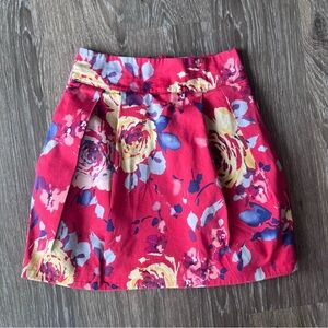 Red Floral Mini Skirt